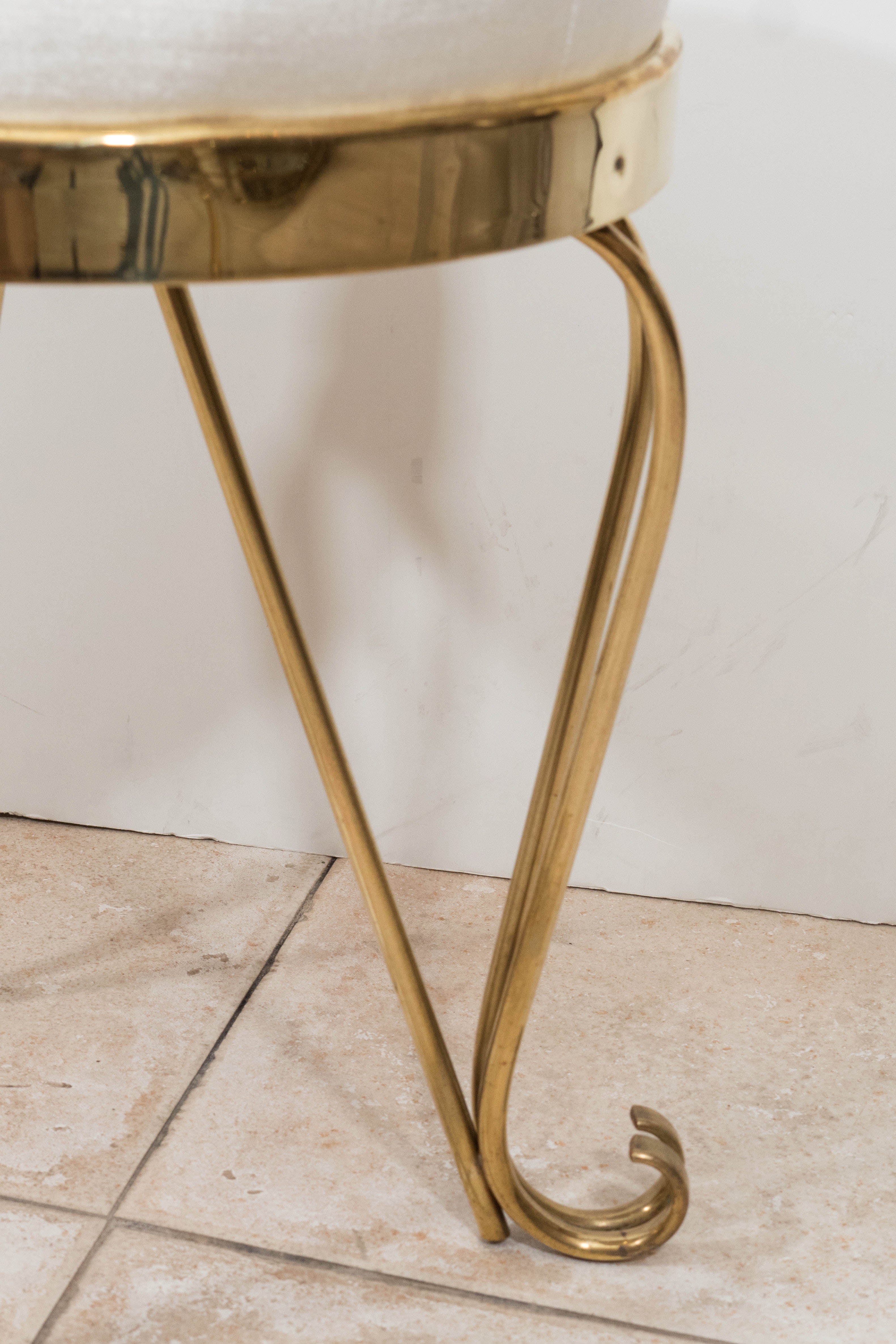 Pair of Petite Round Upholstered Stools In Good Condition In New York, NY