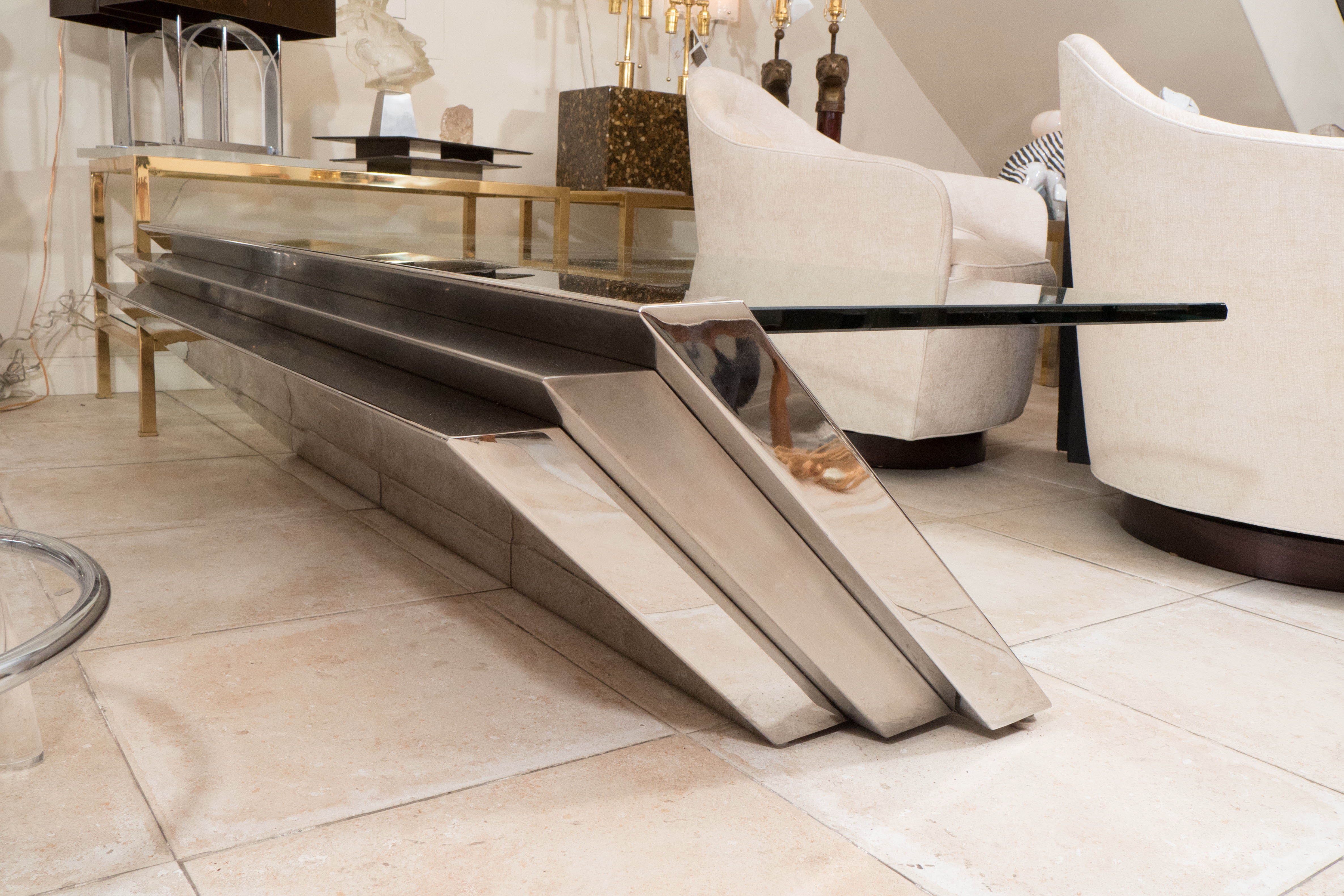 Cantilevered Stainless Steel Coffee Table by J. Wade Beam for Brueton 2