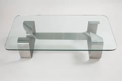 Steel Coffee Table with Glass Top by Paul Legeard for DOM