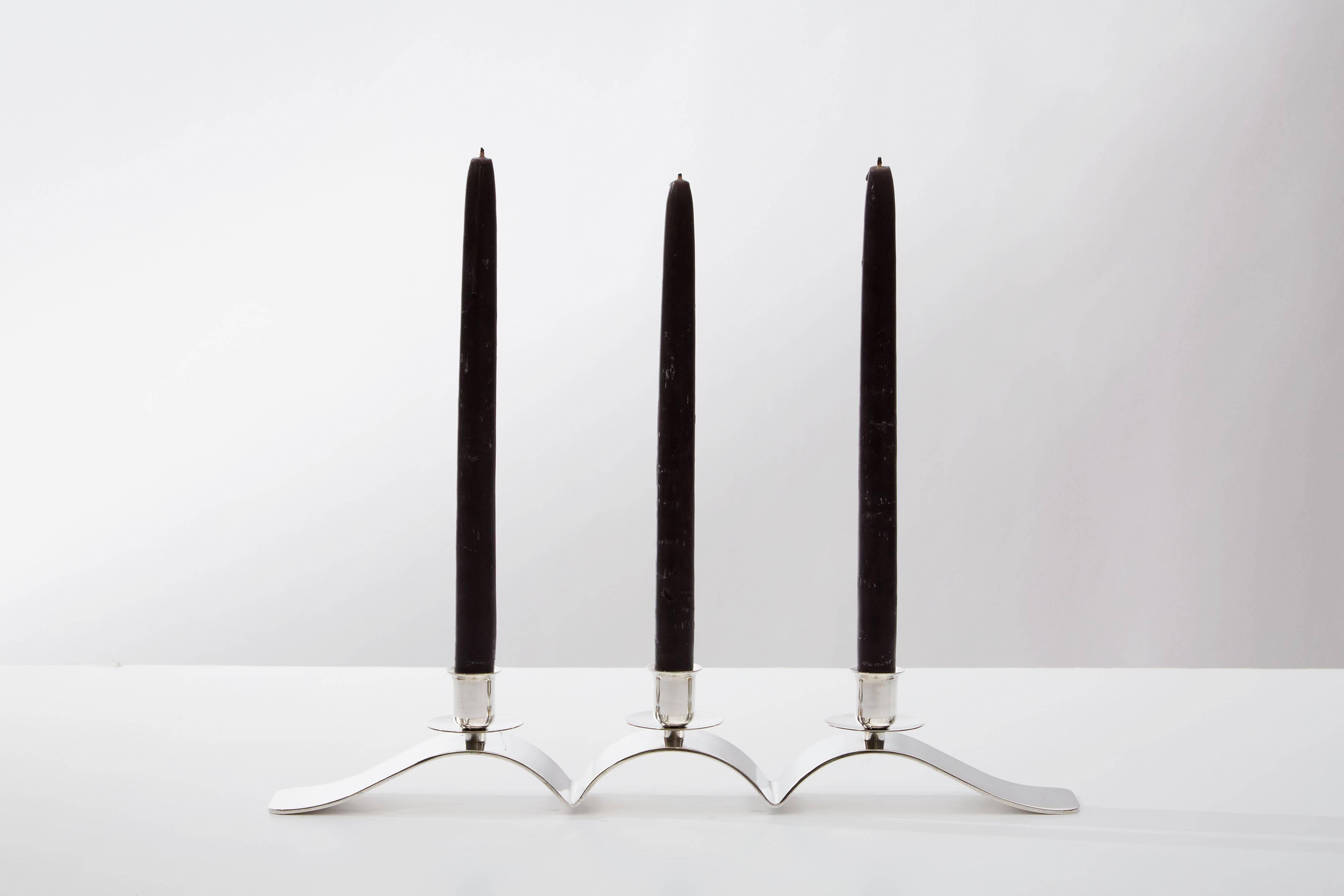 Plated Henri Béard, Pair of Candlesticks, Switzerland, Early 20th Century
