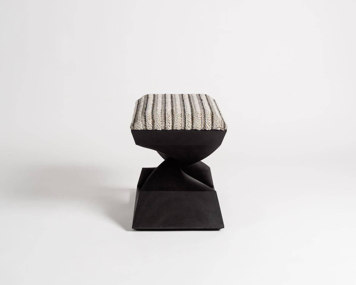 Carol Egan, Sculptural Ebonized Hand-Carved Stool, United States, 2016 In Excellent Condition For Sale In New York, NY