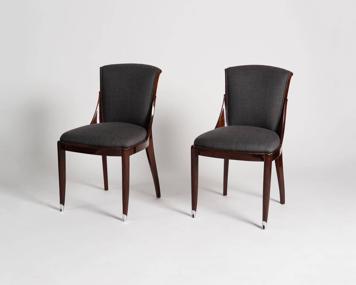 Jules Leleu, Pair of Art Deco Side Chairs, France, C. 1925 1