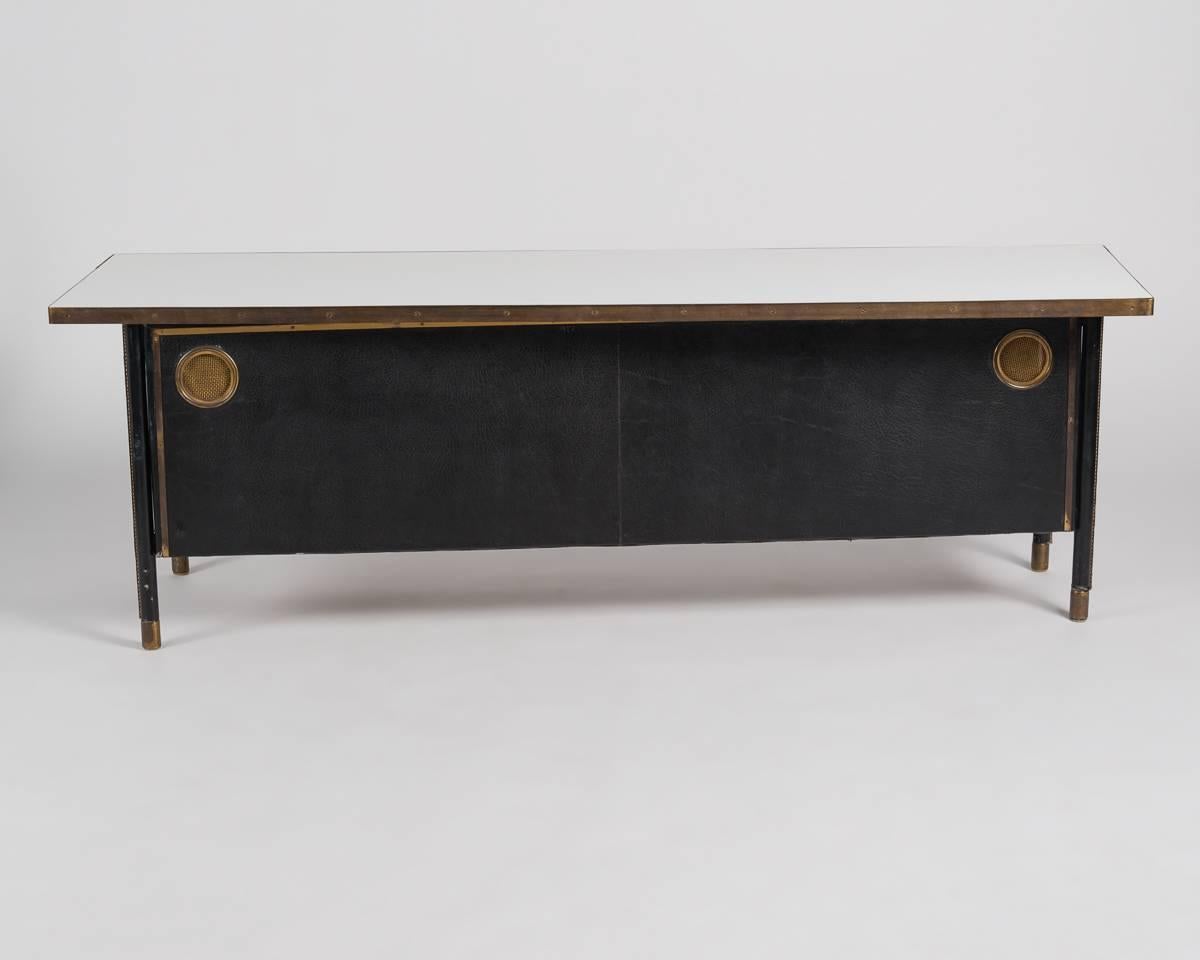 Mid-Century Modern Jacques Adnet, Bar Cabinet, France, Mid-20th Century For Sale