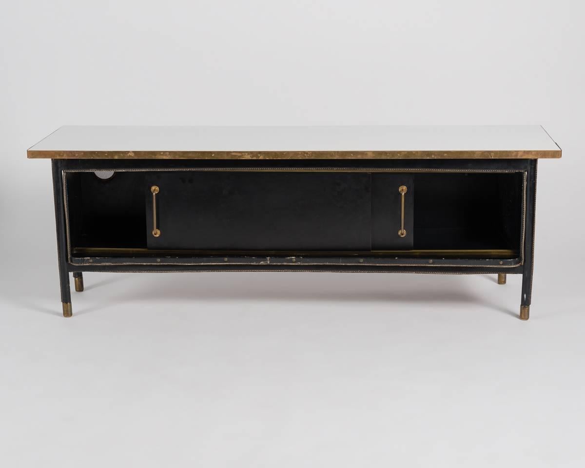 Jacques Adnet, Bar Cabinet, France, Mid-20th Century In Fair Condition For Sale In New York, NY