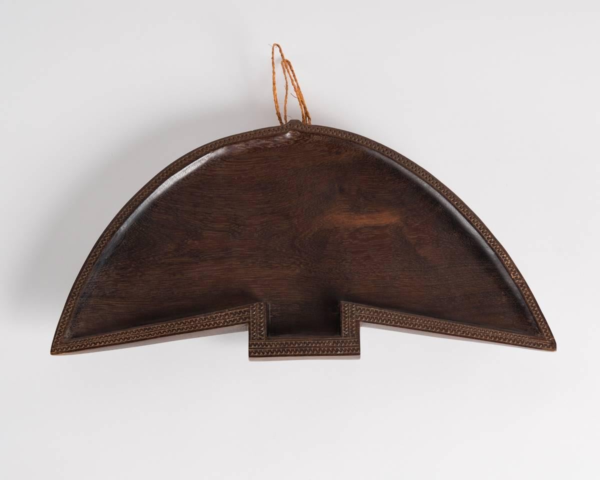 19th Century Half-Moon Platter with Incised Edges, Polynesia