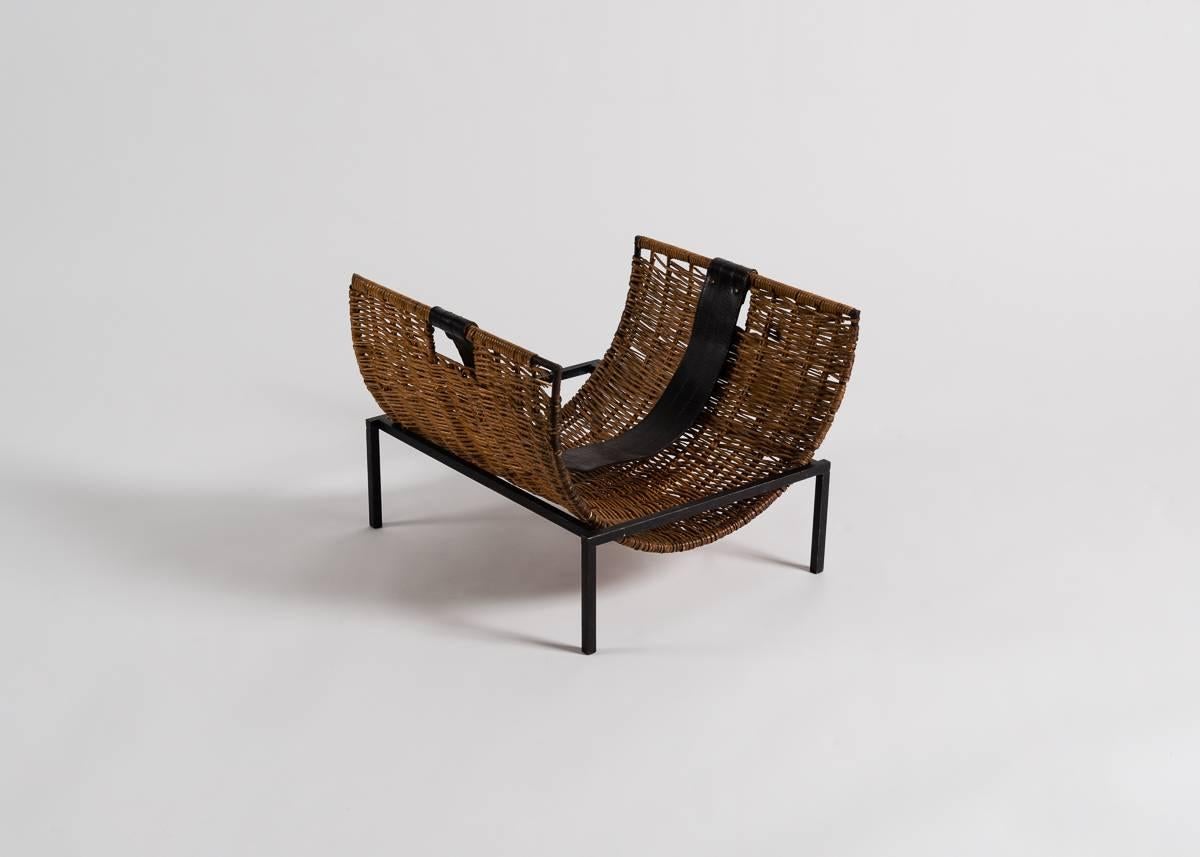 Patinated Firewood Basket, France, C. 1950