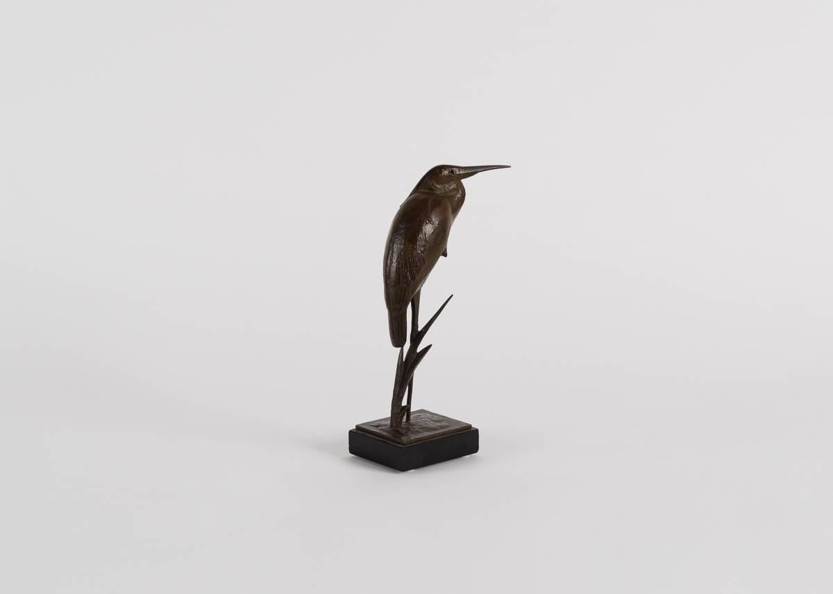 Patinated André Vincent Becquerel, Sculpture of a Kingfisher Bird, France