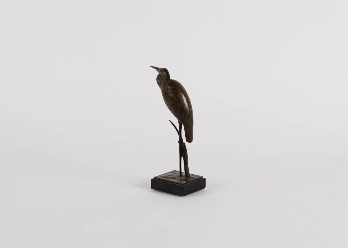 André Vincent Becquerel, sculpture of a kingfisher bird, France. Signed on base: 