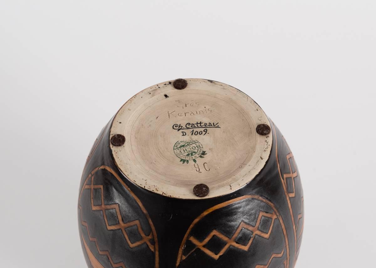 Belge Charles Catteau pour Boch Frères, Vase Art déco, Belgique, 1925 en vente