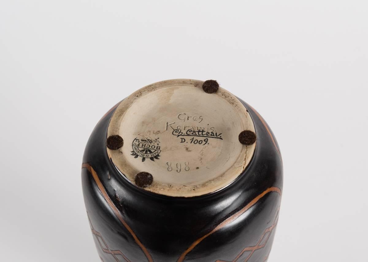 Art déco Vase en céramique Art Déco de Charles Catteau pour Boch La Louvire, Belgique, 1925 en vente