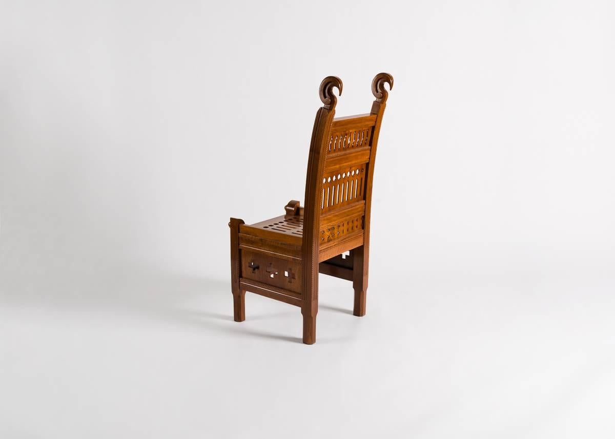 Hand-Carved Scandinavian Chair, Early 20th Century