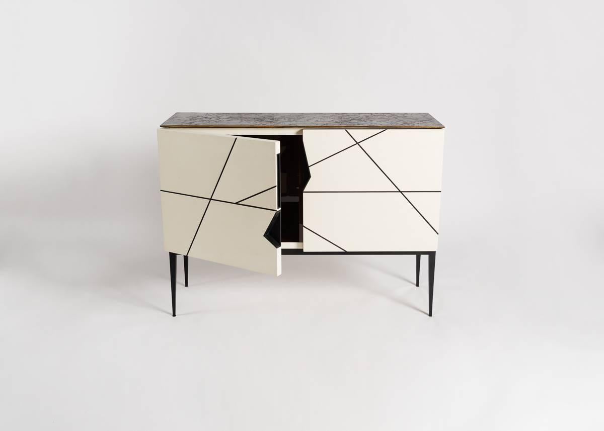 Italian Achille Salvagni, Giò, Bronze and Parchment Bar Cabinet, Italy, 2015