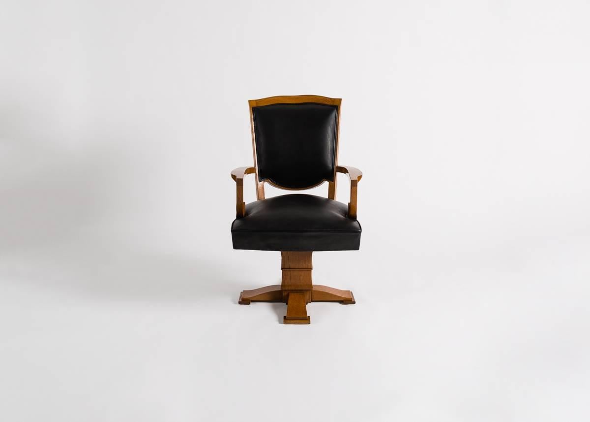 Maison Leleu, Swivel Desk Chair, France, C. 1946 In Good Condition In New York, NY