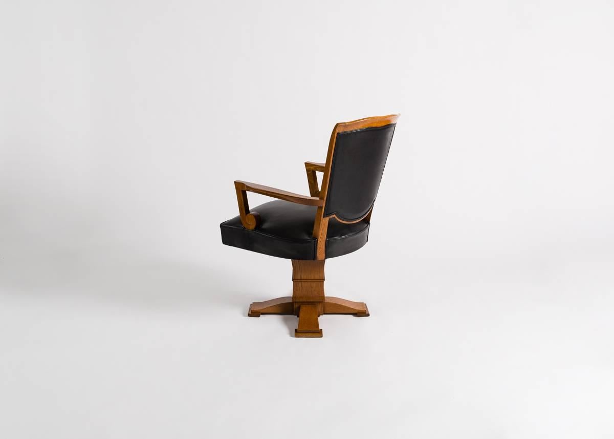 Art Deco Maison Leleu, Swivel Desk Chair, France, C. 1946