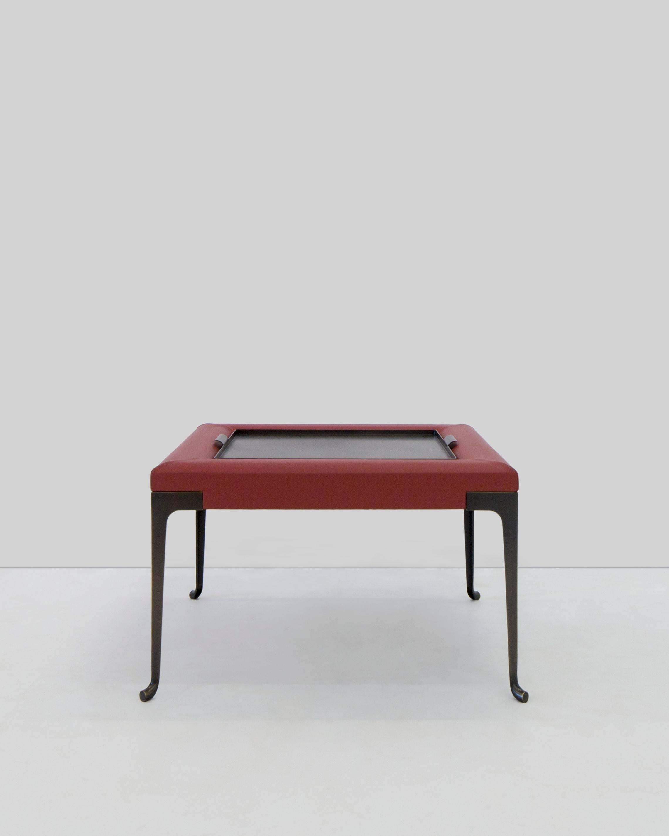 American Mark Zeff, Bronze and Leather Coffee Table, USA, 2015