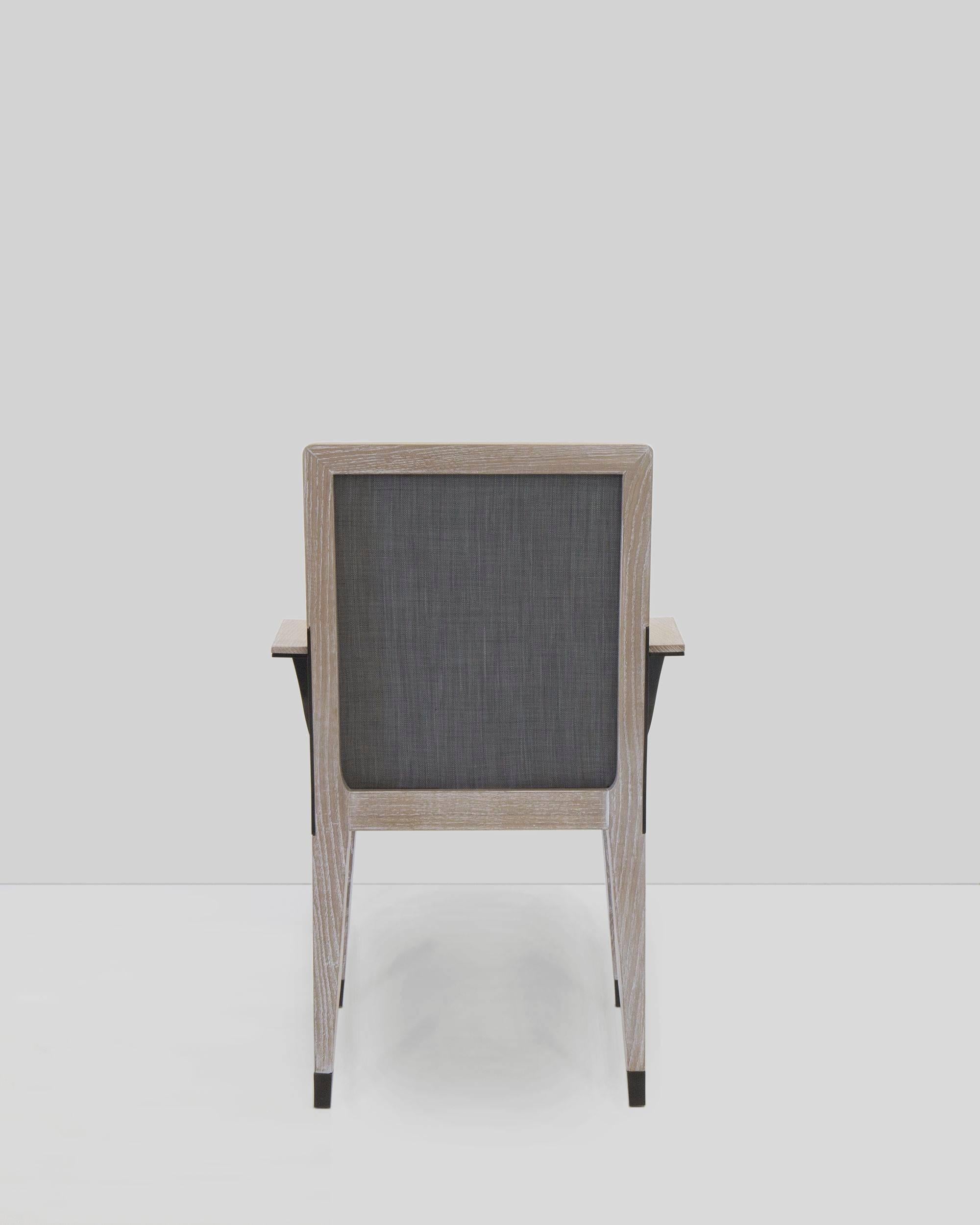 Contemporary Mark Zeff, Bronze and Limed Oak Dining Armchair, USA, 2015