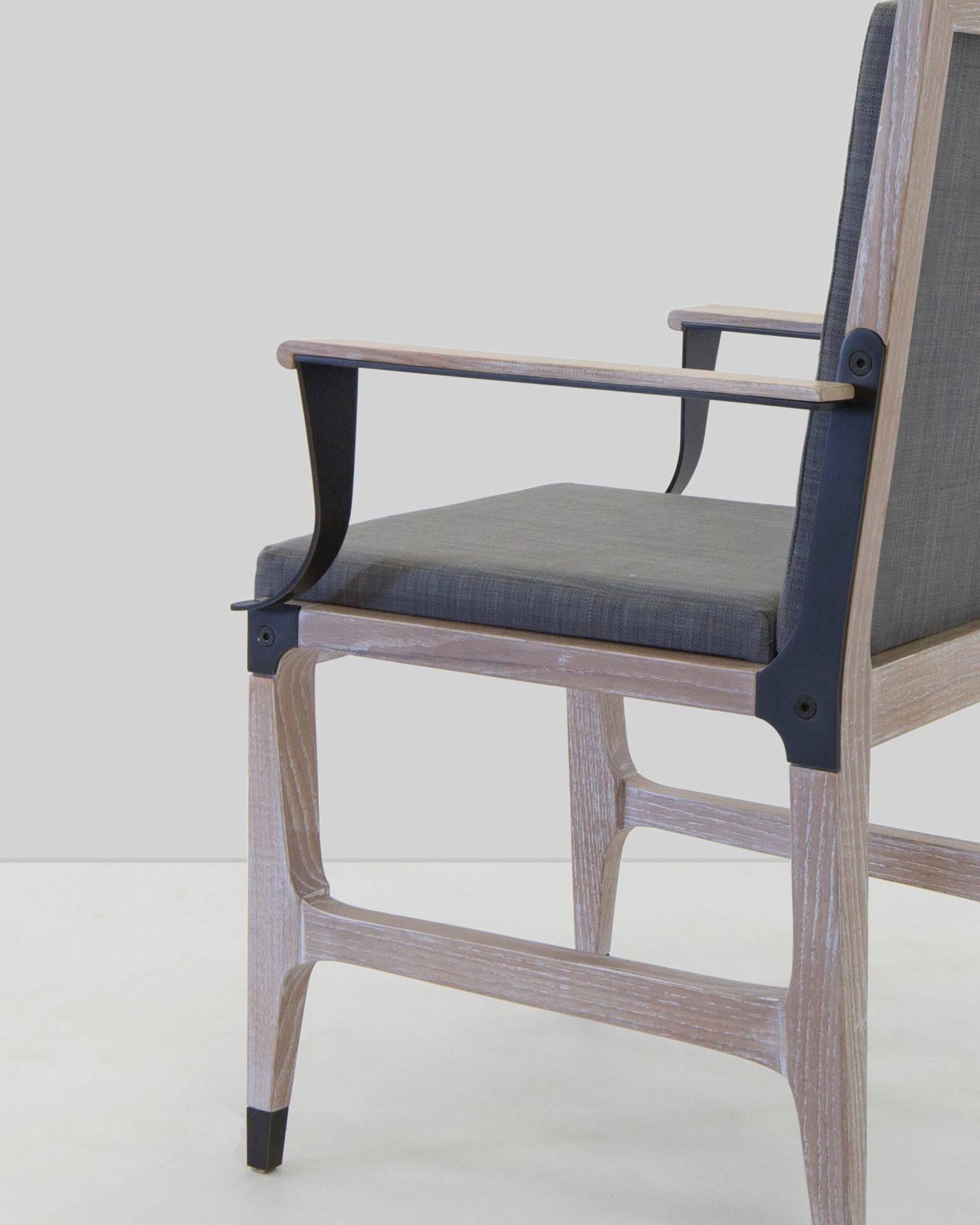Mark Zeff, Bronze and Limed Oak Dining Armchair, USA, 2015 In Excellent Condition In New York, NY