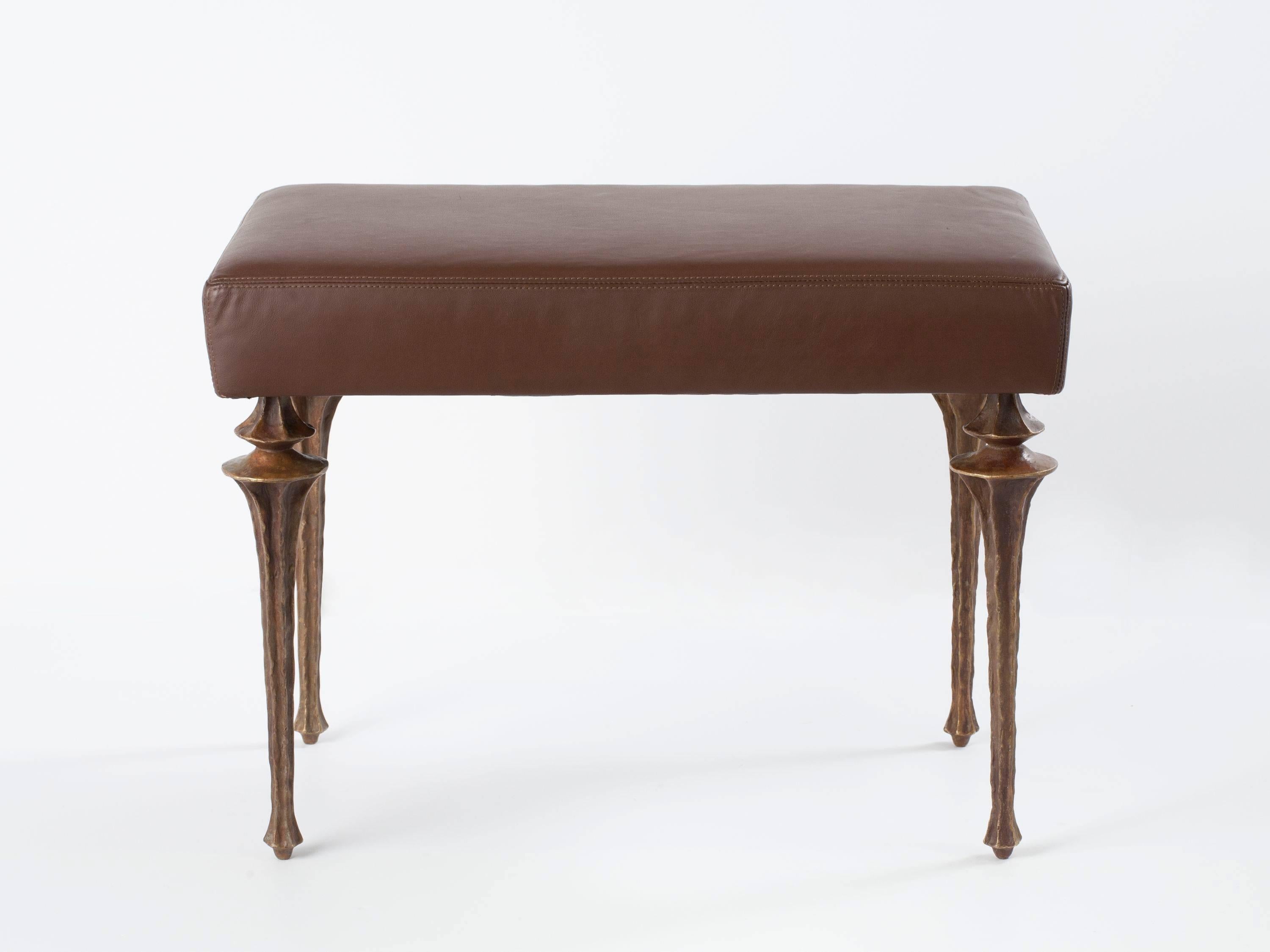 A four legged piece in bronze and leather, perfect as a seat or an ottoman. Size and upholstery are customizable upon request.

Marc studied at L’école Nationale Supérieure des Arts Décoratifs (ENSAD) and at The Ecole Nationale Supérieure des