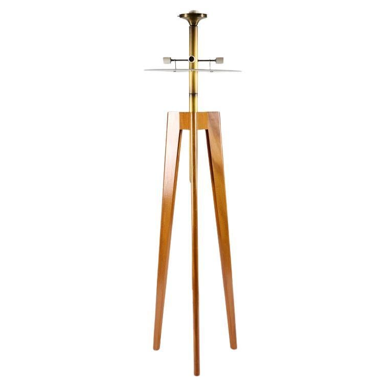 Tripodal Walnut Floor Lamp by Thierry Despont For Sale