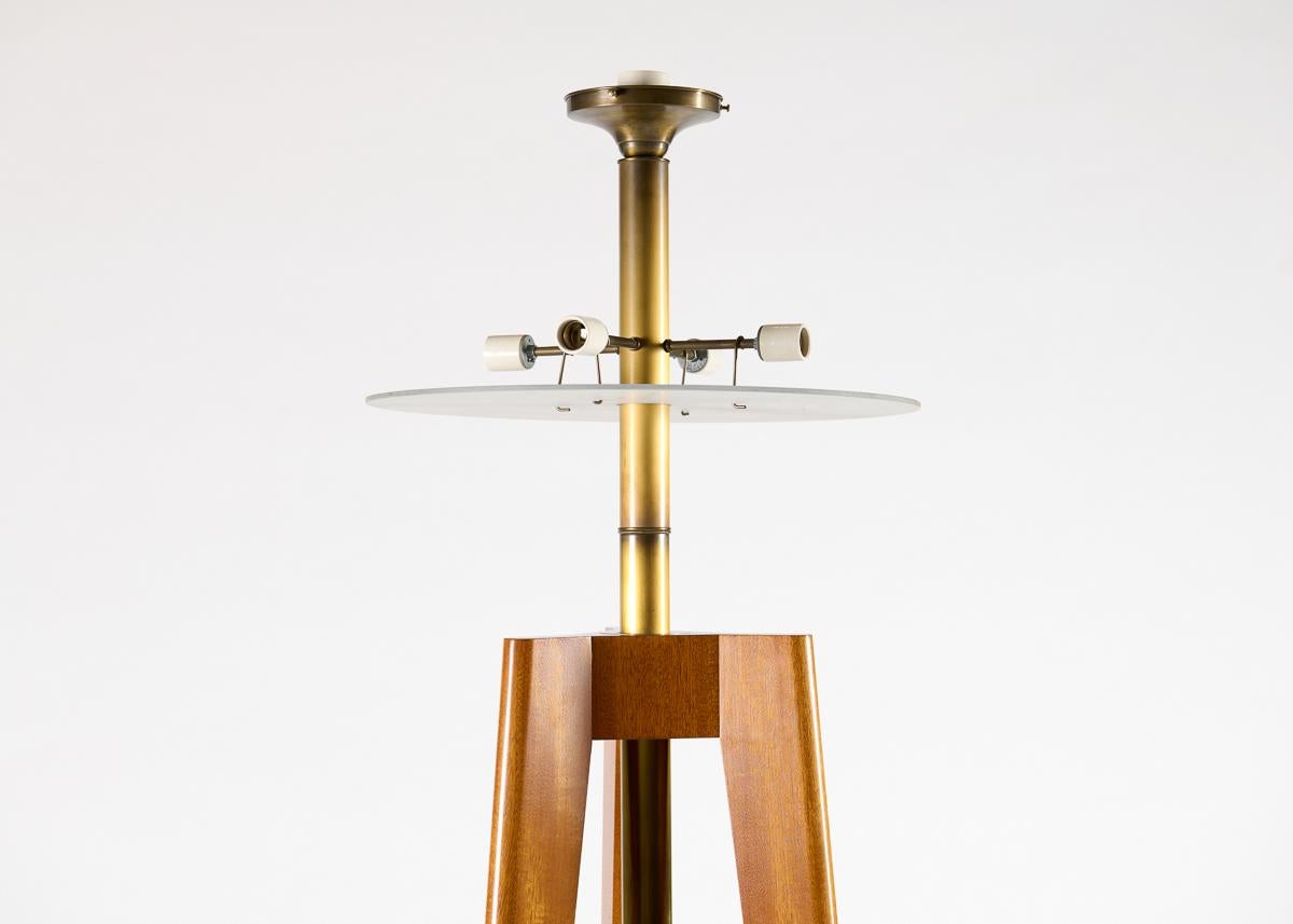 American Tripodal Walnut Floor Lamp by Thierry Despont For Sale