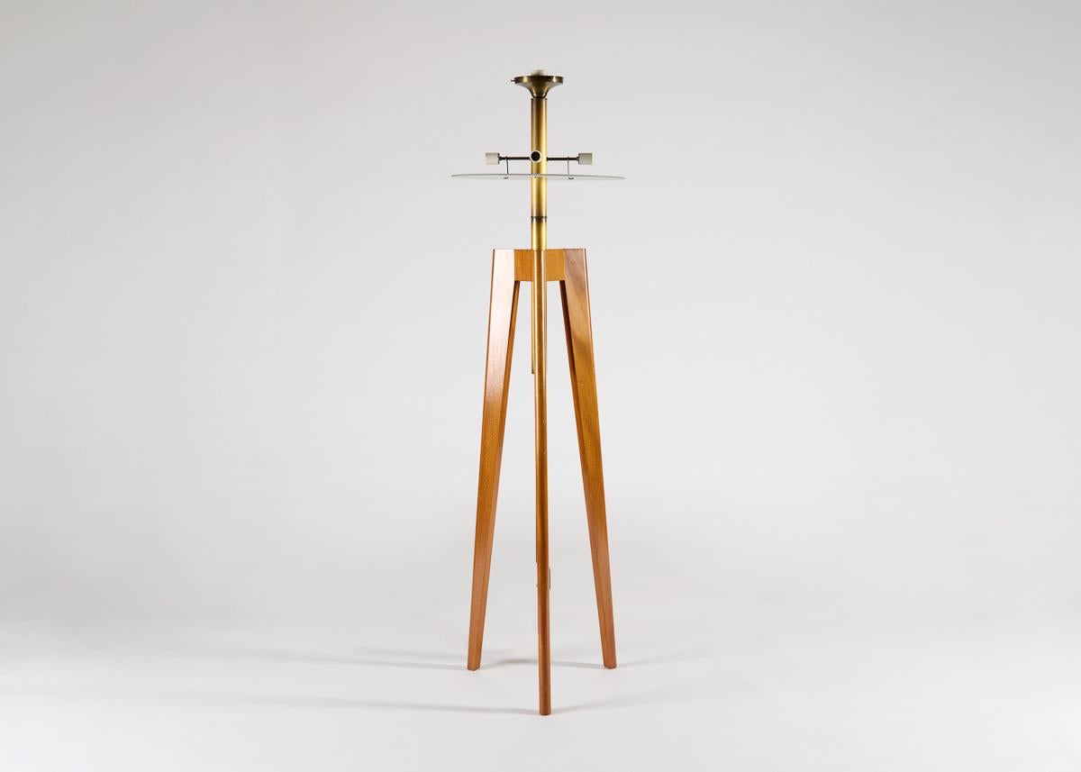 Tripodal Walnut Floor Lamp by Thierry Despont In Good Condition For Sale In New York, NY