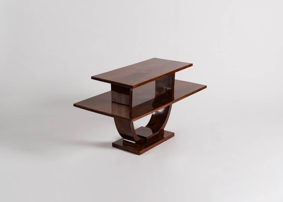 Jules Leleu, Mahogany Art Deco Side Table, France, C. 1930 In Good Condition In New York, NY