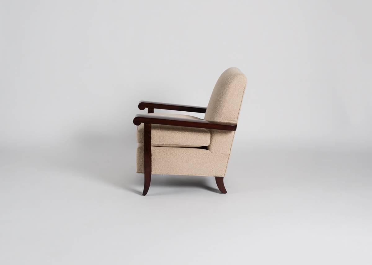 Mahogany Jacques Adnet, Pair of Armchairs, France, 1955