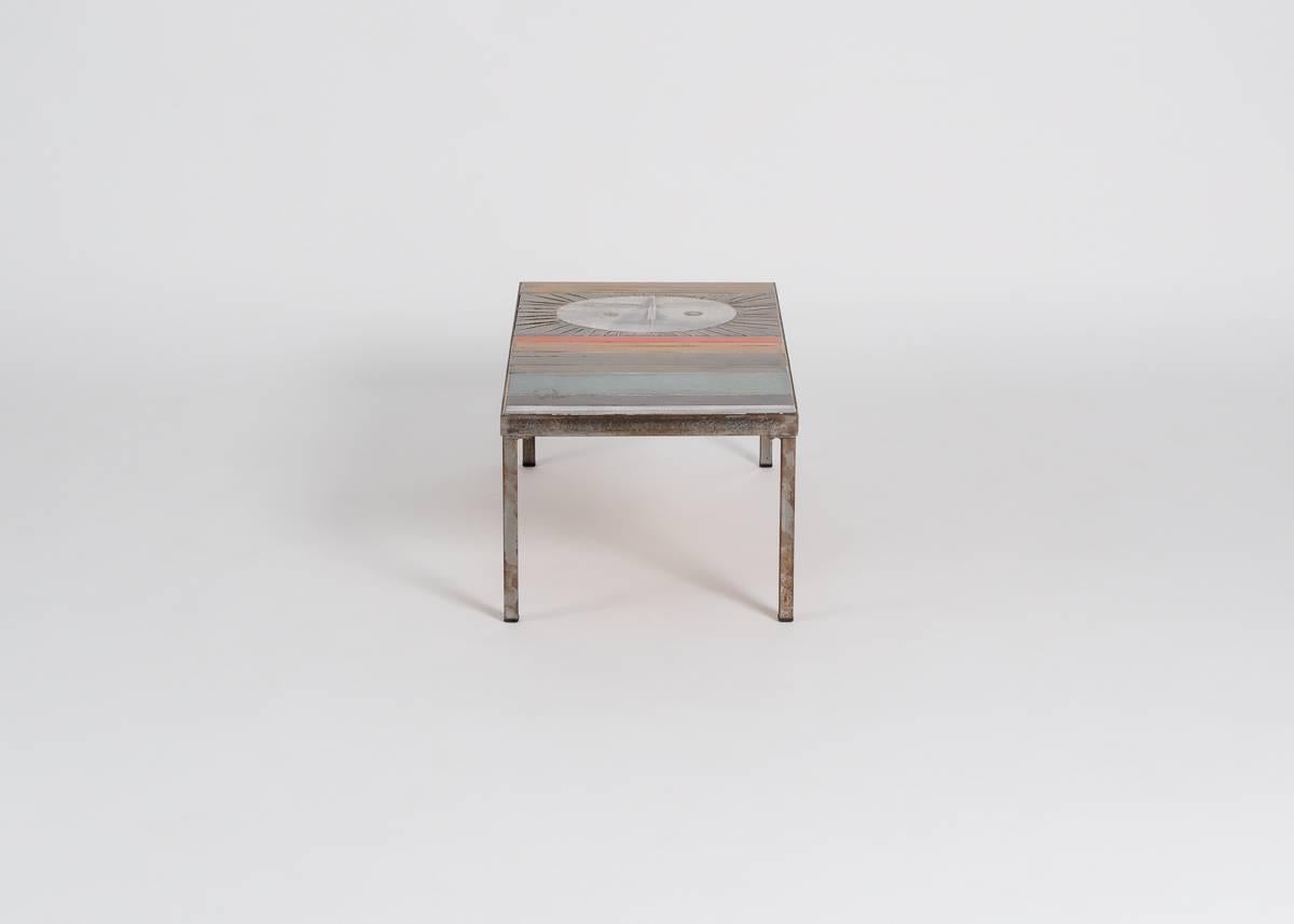 Roger Capron, Coffee Table with Ceramic Top, France, C. 1960 In Good Condition For Sale In New York, NY