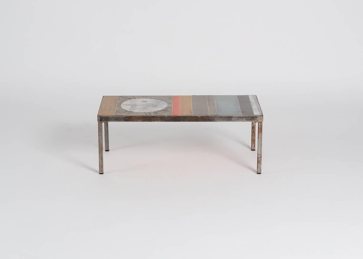 Roger Capron, Coffee Table with Ceramic Top, France, C. 1960 1