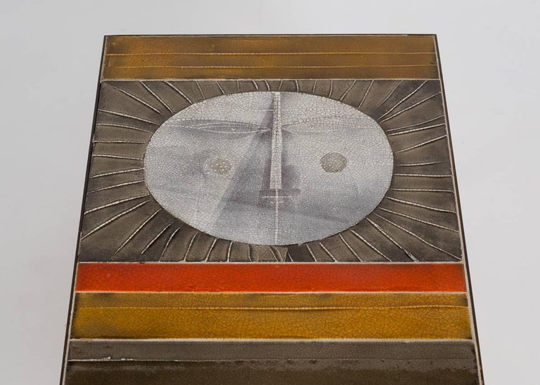Mid-20th Century Roger Capron, Coffee Table with Ceramic Top, France, C. 1960 For Sale