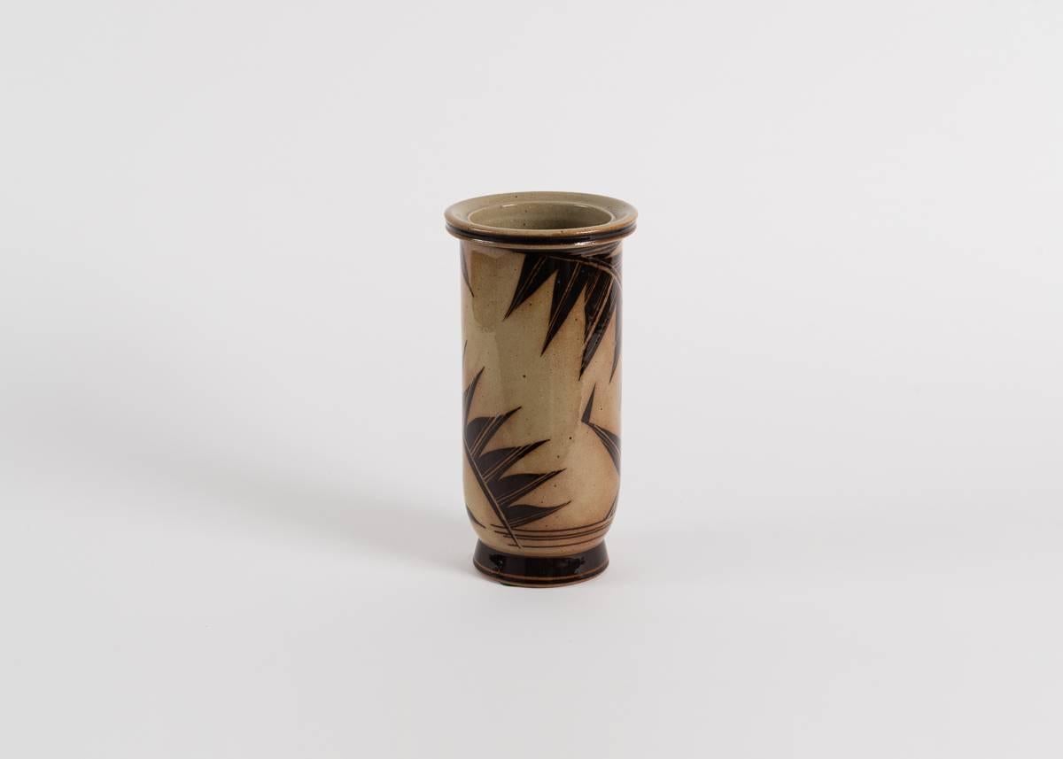 Glazed Nils Thorsson for Royal Copenhagen, Cylindrical Vase, Denmark, circa 1930s
