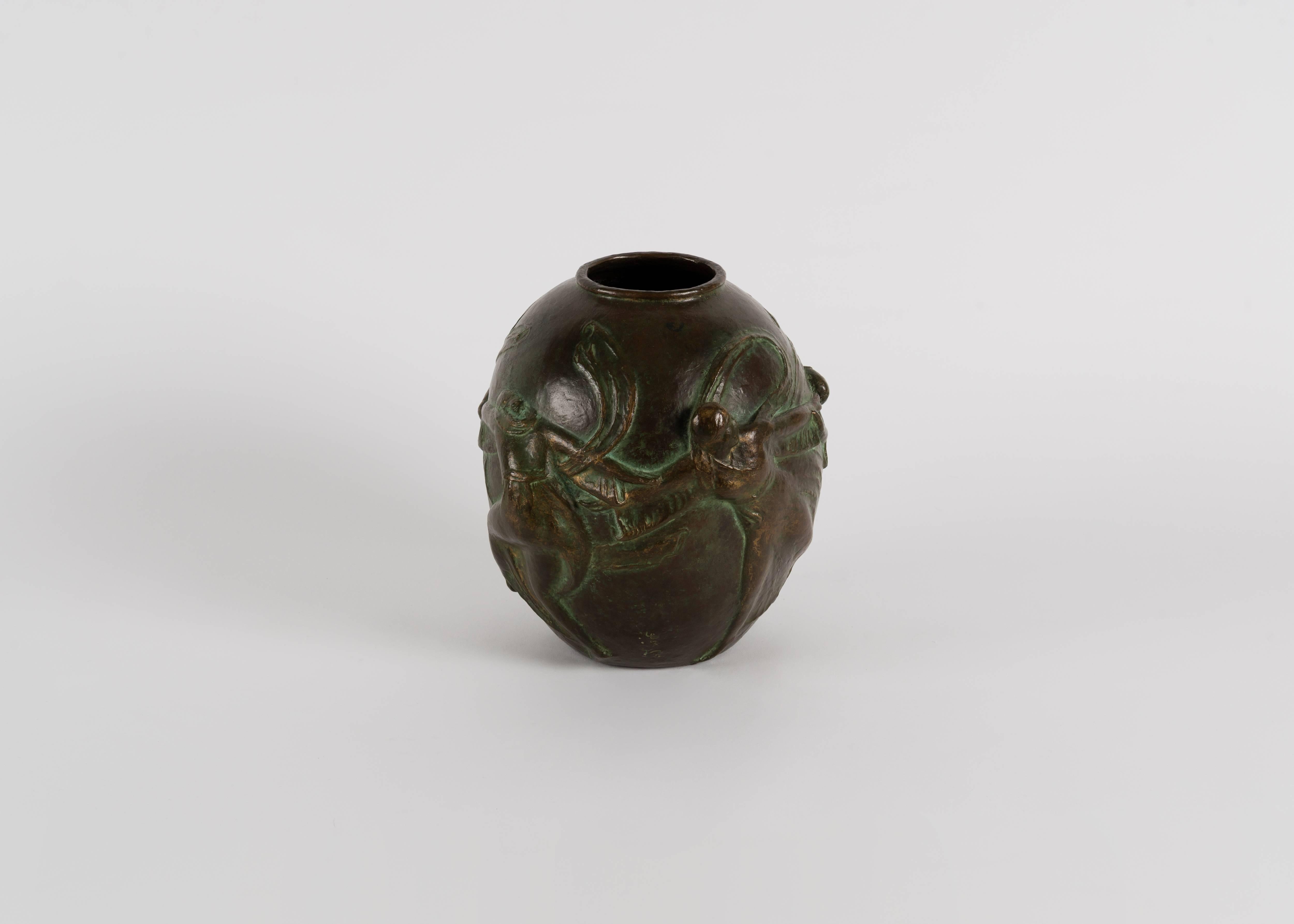 Taisho Fuji Koji, Vase with Figural Motifs, Japan, circa 1920s