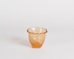 Daum Nancy, Art Deco Amber Glass Vase with Scalloped Rim, France, C. 1950's