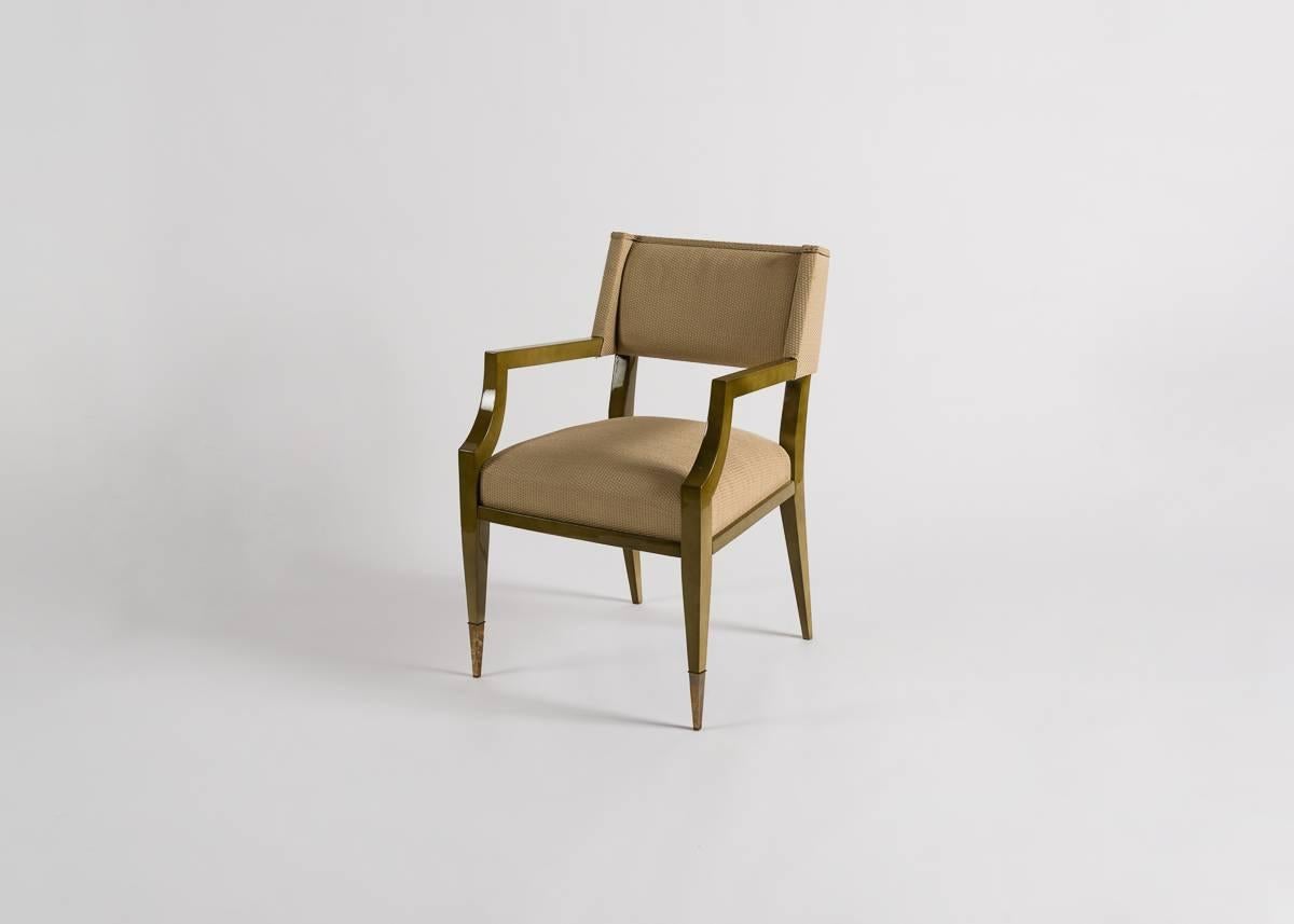Laqué Attribué à Raphaël, Paire de fauteuils verts, France en vente