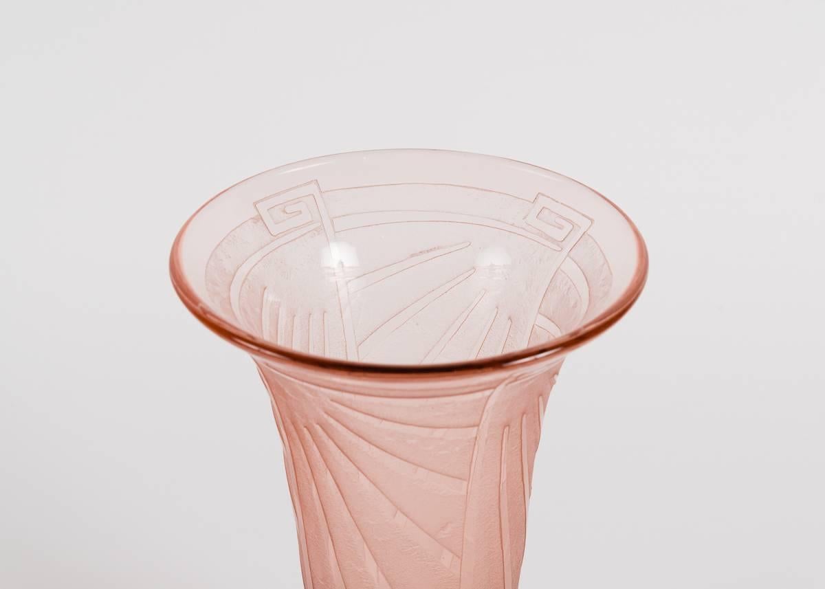 French Charles Schneider, Art Deco Glass Vase, France, C. 1930 For Sale