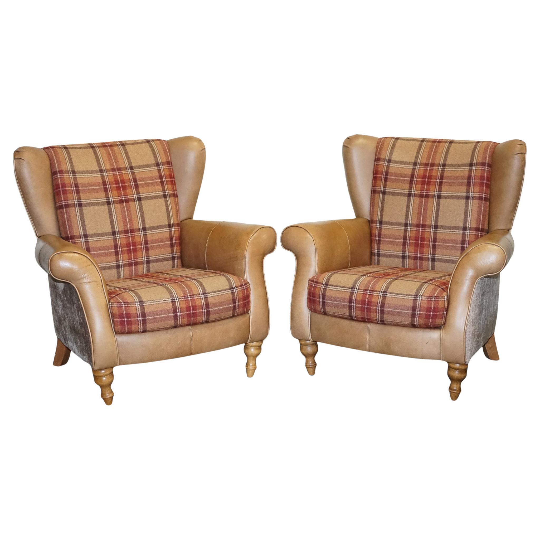 LE PAYSAGE STAGNANT DE  FAUTEUILS À OREILLES EN CUIR ET TISSU ALEXANDER & JAMES LAWRENCE