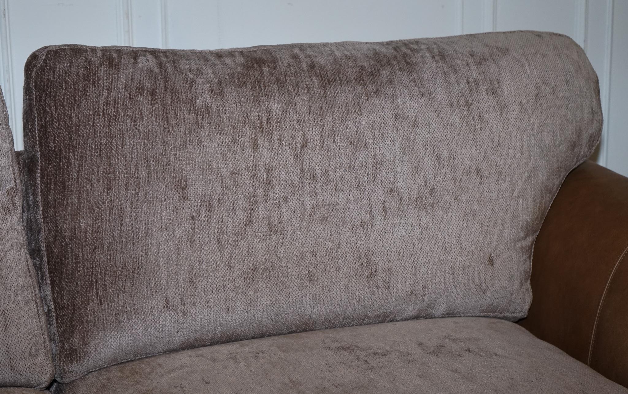VINTAGE ALEXANDER & JAMES BLAKE SOFA DE 3 ASIENTOS EN CUERO Y FABRiC PVP £2240 en venta 10