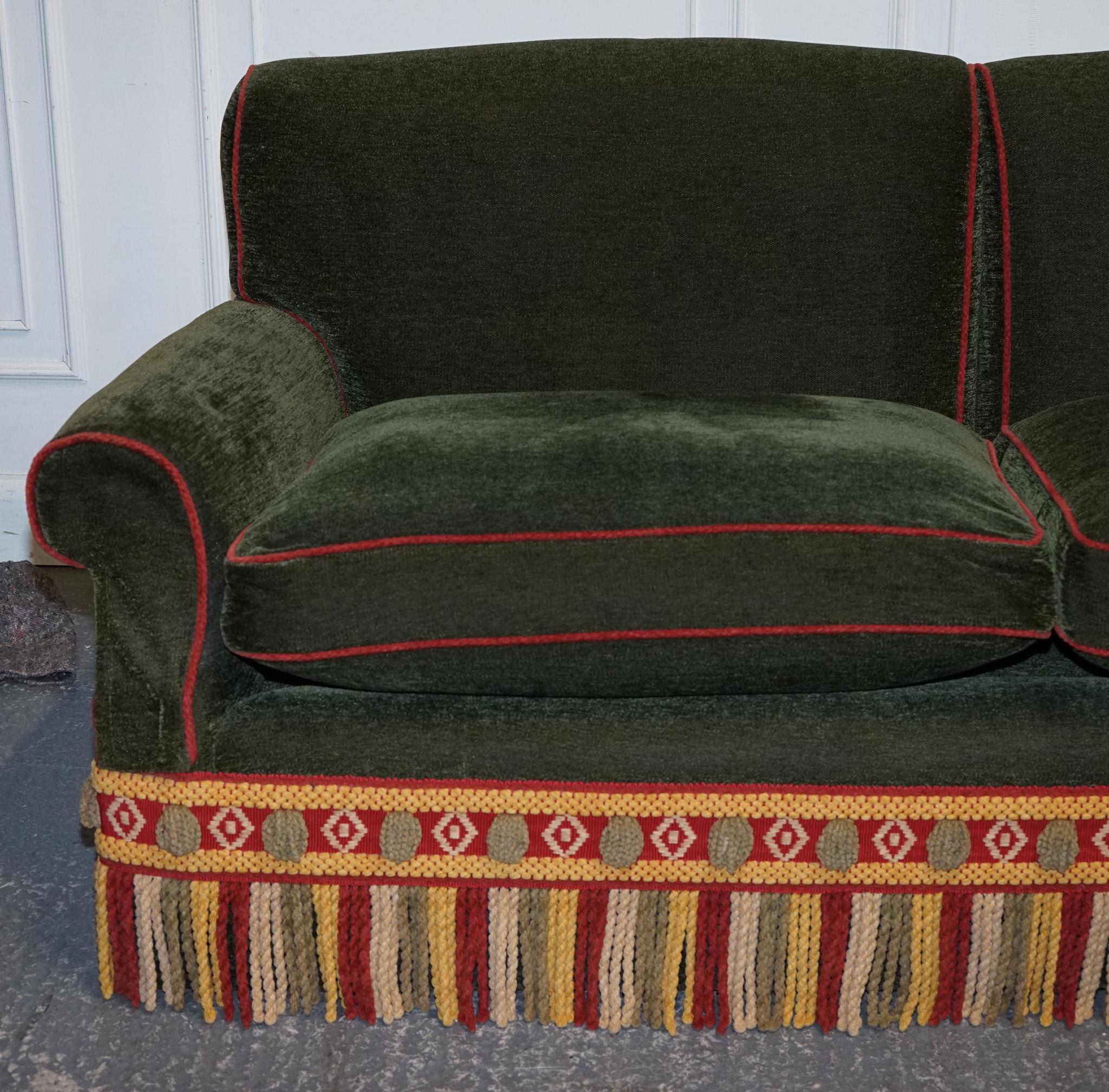 PETER DUDGEON BRITISCHES HANDGEARBEITETES GRÜNES GEWEBE HOWARD STYLE 3-SITZ-SOFA RRP£12000 im Angebot 12