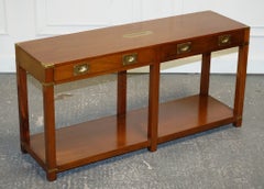 RESTORED VINTAGE HARRODS LONDON KENNEDY MILITARY CAMPAIGN CONSOLE TABLe