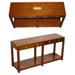 RESTORED VINTAGE HARRODS LONDON KENNEDY MILITARY CAMPAIGN CONSOLE TABLe