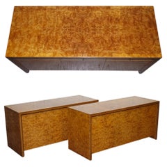 WARD BENNET BRICKEL ASSOCIATES RESTORED PAIR OF BURR WALNUT SiDEBOARDS