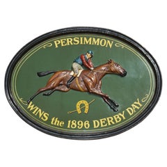 ORIGINAL 1960'S COUNTRY CORNER PUB SIGN PERSIMMON 1896 DERBY DAY SOLiD WOOD