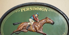 ORIGINAL 1960'S COUNTRY CORNER PUB SIGN PERSIMMON 1896 DERBY DAY SOLiD WOOD