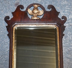 ANTIQUE 1760'S CHIPPENDALE STYLE WALL MIRROR WITH GILTWOOD & PHOENiX