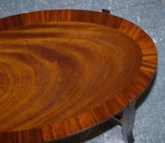 ANTIQUE RESTORED GEORGE III OVL SERVING TRAY AND TABLE WiTH SCALLOPED GALLERY