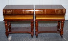 MATCHING PAIR OF WOODEN FAUX BOOKS STACK SIDE END WINE TABLES WiTH STORAGE