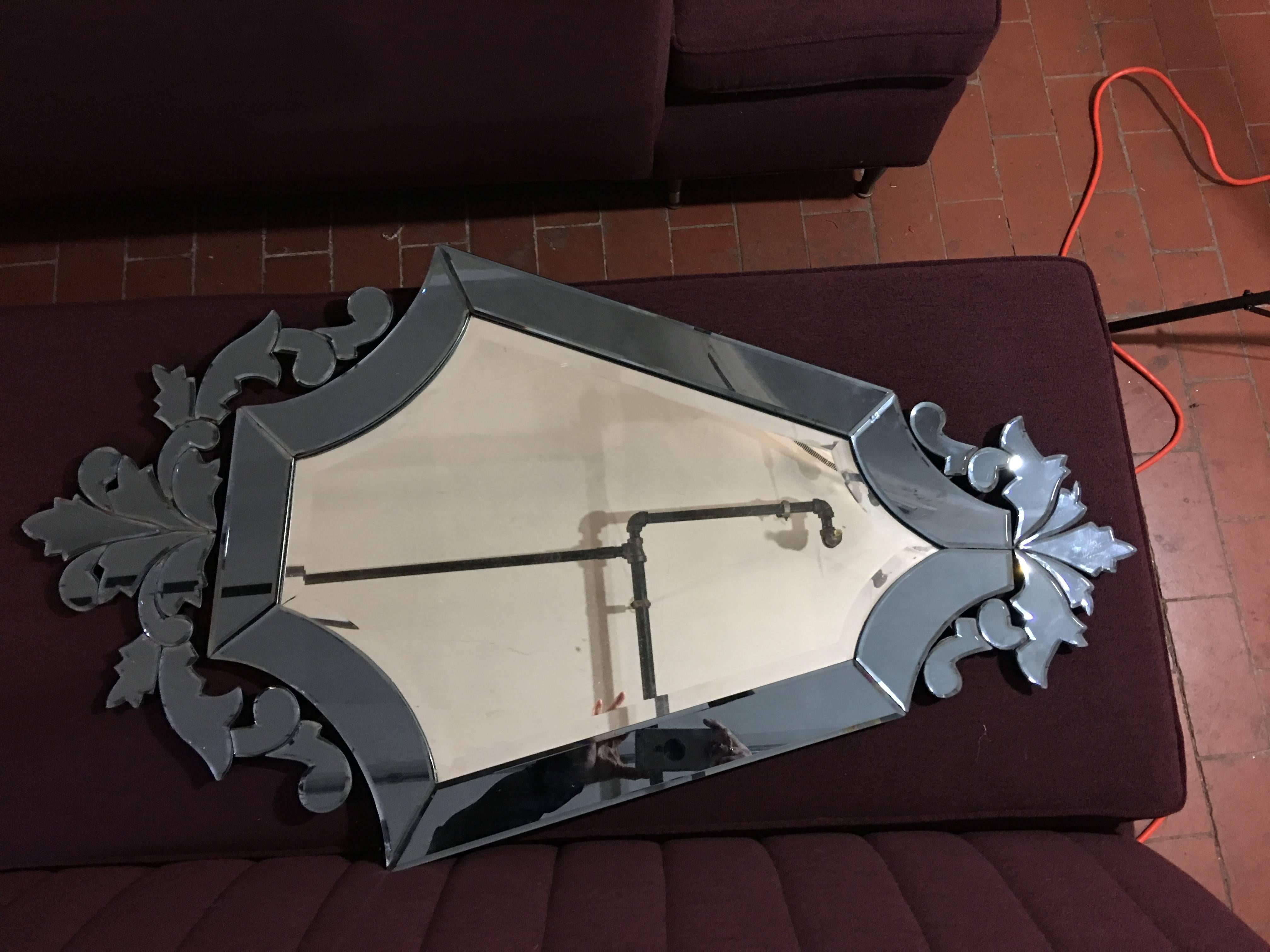 Late 20th Century Pair of Venetian Mirrors with cobalt blue mirror surrounds