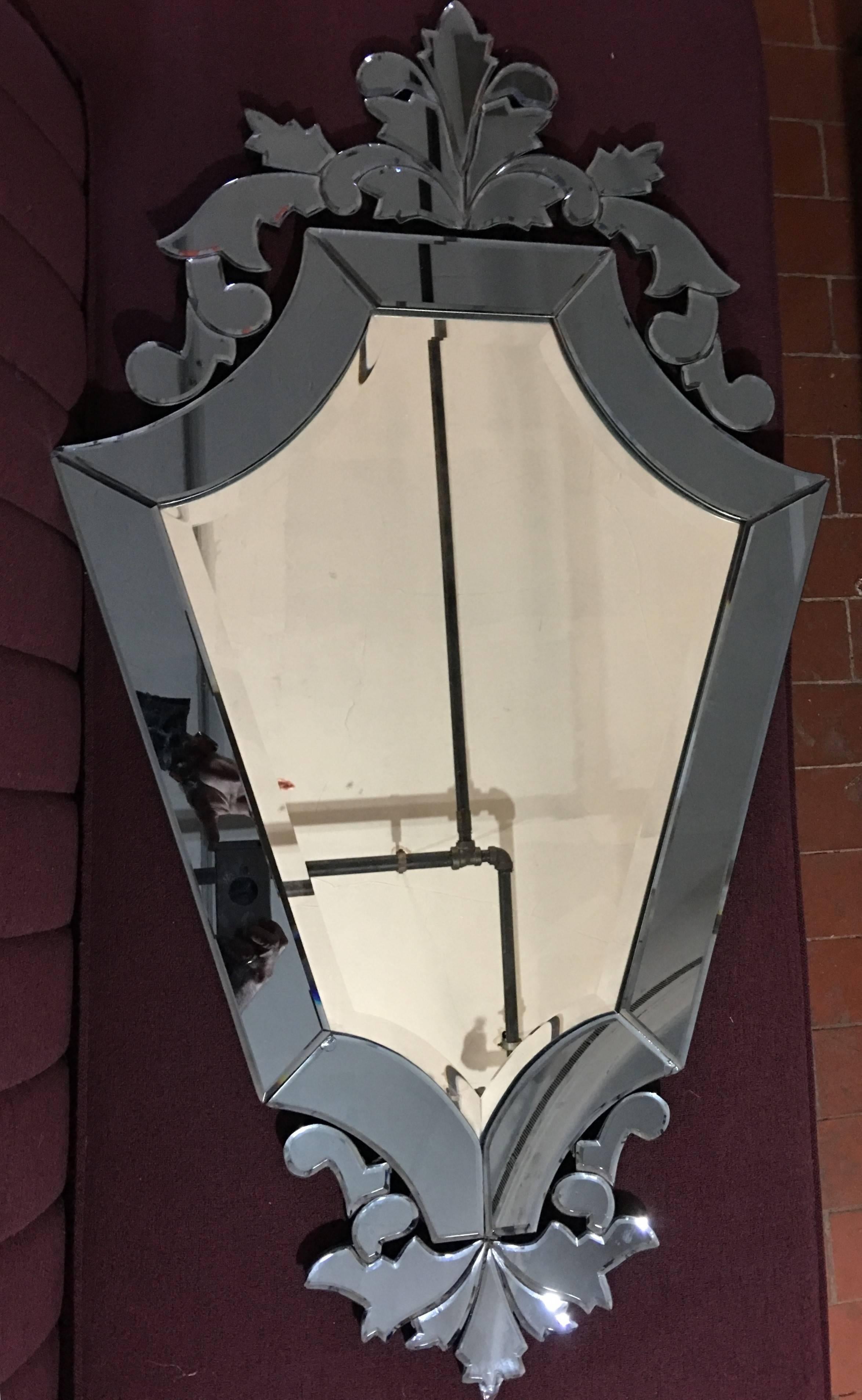 Pair of Venetian Mirrors with cobalt blue mirror surrounds 1