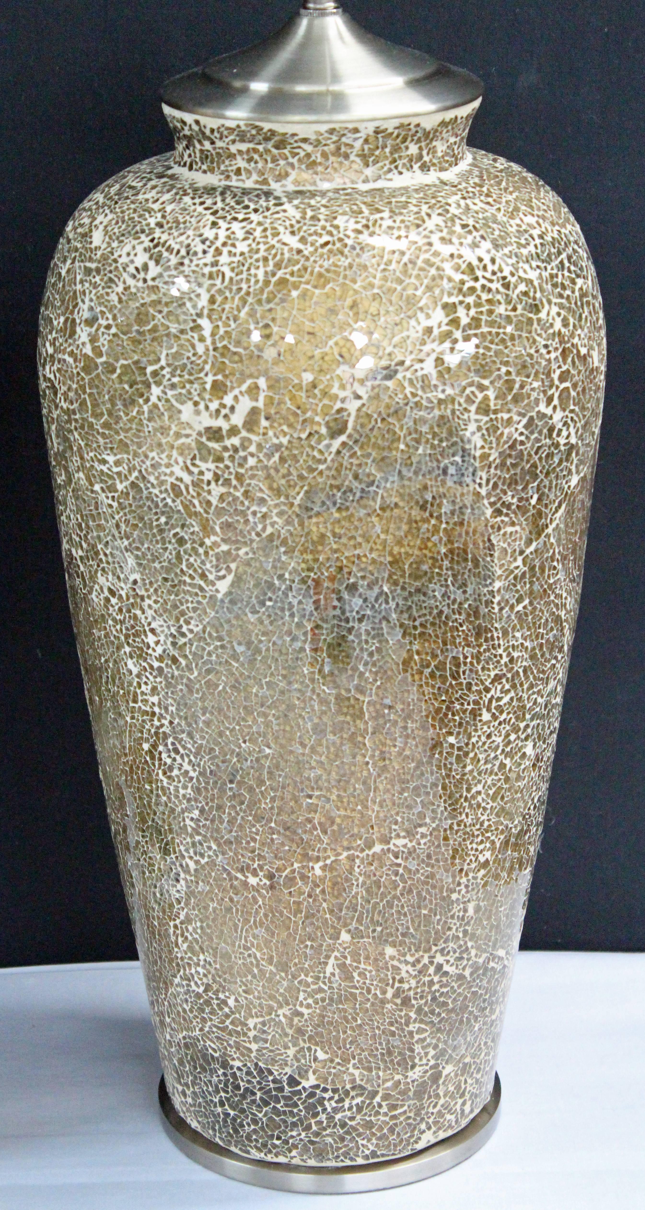 large crackle glass vase