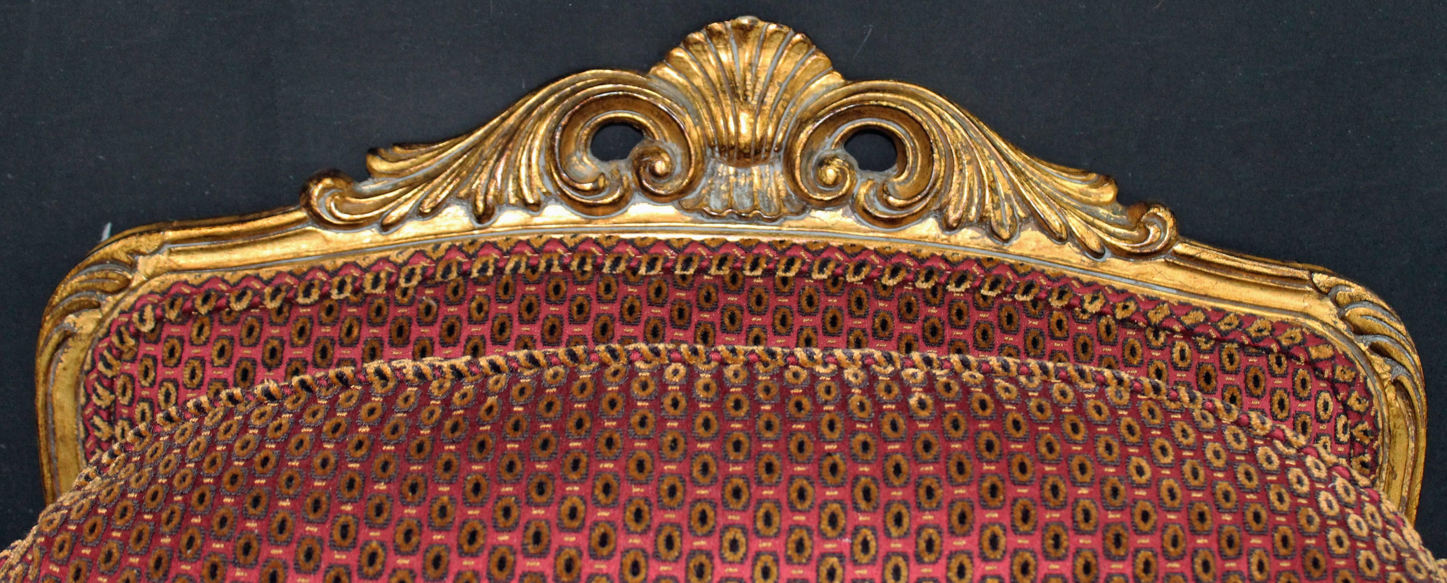 Pair of Gilded French, Louis XV Bergères in a Rich Sculpted Velvet 1